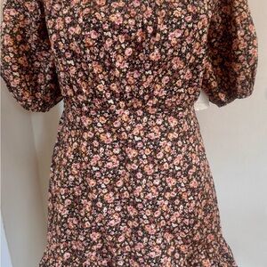 Altar'd State Pink and Black Floral Long Sleeve Dress
